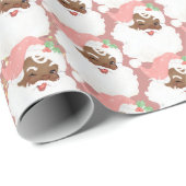 Cute Kerstroze Retro  Black Santa Gift Cadeaupapier (Rol Hoek)