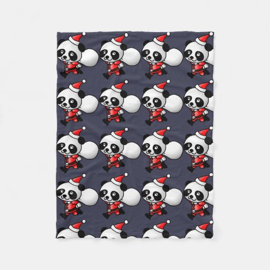 Cute KerstSanta Panda Fleece Deken (Voorkant)