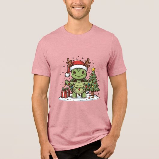 Cute Kerstschildpad Vintage Gravure Shirt Ontwerp (Voorkant)