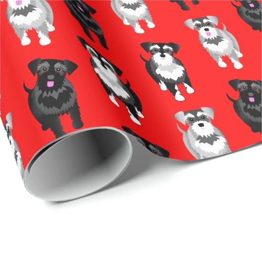 Cute Kerstschnauzers Cadeaupapier (Rol Hoek)