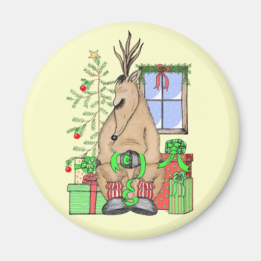 Cute kerstslaapbeker rendeveltjes magneet (Voorkant)