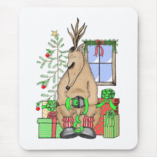 Cute kerstslaapbeker rendeveltjes muismat (Voorkant)