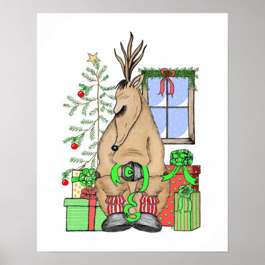 Cute kerstslaapbeker rendeveltjes poster (Voorkant)