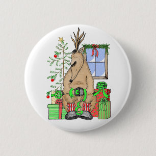 Cute kerstslaapbeker rendeveltjes ronde button 5,7 cm