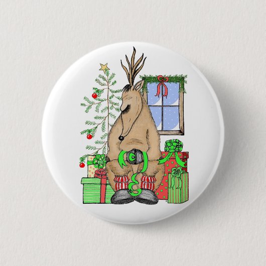 Cute kerstslaapbeker rendeveltjes ronde button 5,7 cm (Voorkant)