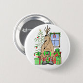 Cute kerstslaapbeker rendeveltjes ronde button 5,7 cm (Voorkant /achterkant)