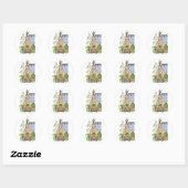 Cute kerstslaapbeker rendeveltjes ronde sticker (Vel)