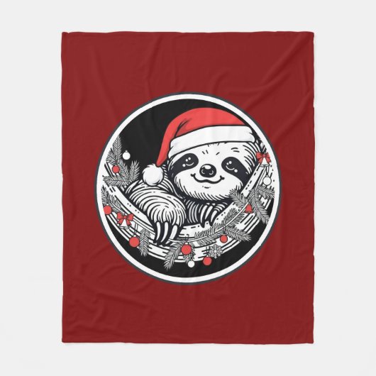 Cute Kerstsloth Dekbed Fleece Deken (Voorkant)