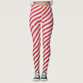 Cute kerstsnoe Cane Glitter Stripped Pattern Leggings (Voorkant)