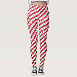Cute kerstsnoe Cane Glitter Stripped Pattern Leggings