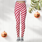 Cute kerstsnoe Cane Glitter Stripped Pattern Leggings