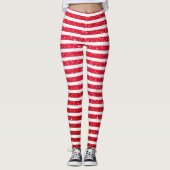 Cute kerstsnoe Cane Glitter Stripped Pattern Leggings (Voorkant)