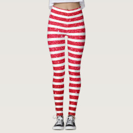 Cute kerstsnoe Cane Glitter Stripped Pattern Leggings