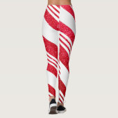 Cute kerstsnoe Cane Glitter Stripped Pattern Leggings (Achterkant)