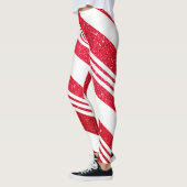 Cute kerstsnoe Cane Glitter Stripped Pattern Leggings (Links)