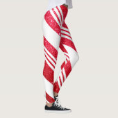 Cute kerstsnoe Cane Glitter Stripped Pattern Leggings (Rechts)