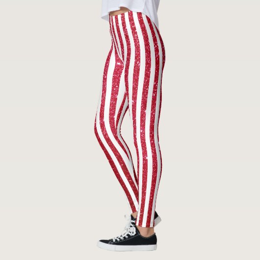 Cute kerstsnoe Cane Glitter Stripped Pattern Leggings (Links)