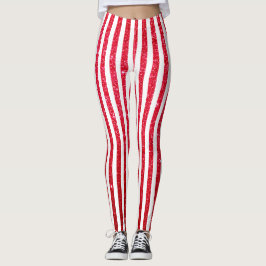 Cute kerstsnoe Cane Glitter Stripped Pattern Leggings