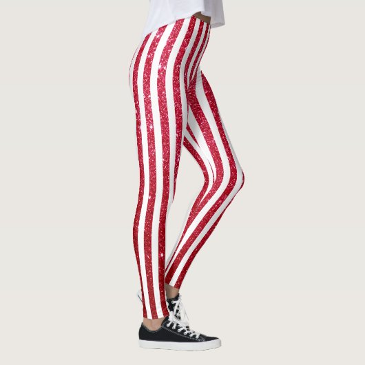Cute kerstsnoe Cane Glitter Stripped Pattern Leggings (Rechts)