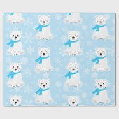 Cute Kerstsnowflakes Polar Beer Baby Blue Cadeaupapier (Vlak)