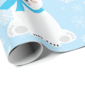 Cute Kerstsnowflakes Polar Beer Baby Blue Cadeaupapier (Rol Hoek)