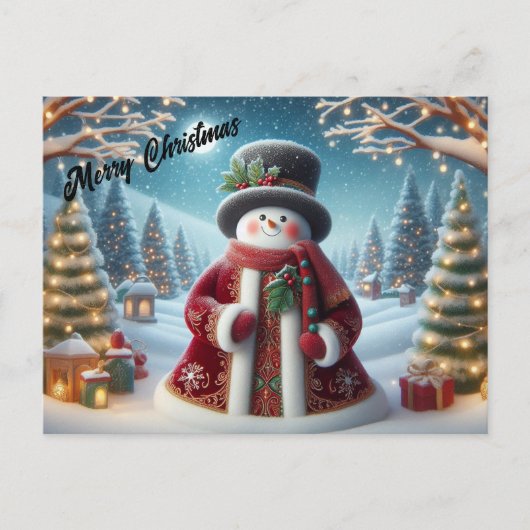 Cute Kerstsnowman Briefkaart (Voorkant)
