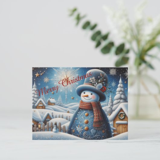 Cute Kerstsnowman Briefkaart (Staand voorkant)