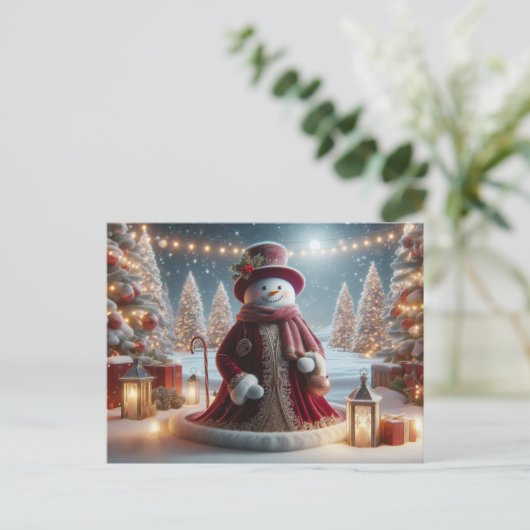 Cute Kerstsnowman Briefkaart (Staand voorkant)