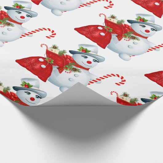 Cute Kerstsnowman Cadeaupapier (Hoek)