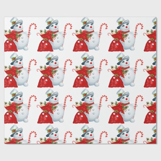 Cute Kerstsnowman Cadeaupapier (Vlak)