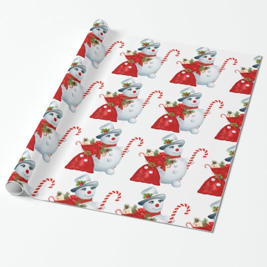 Cute Kerstsnowman Cadeaupapier (Uitgerold)