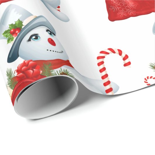 Cute Kerstsnowman Cadeaupapier (Rol Hoek)