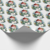 Cute Kerstsnowman Cadeaupapier (Hoek)