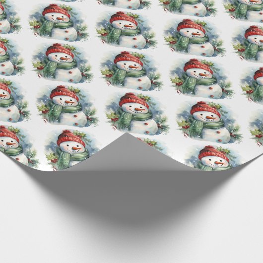 Cute Kerstsnowman Cadeaupapier (Hoek)
