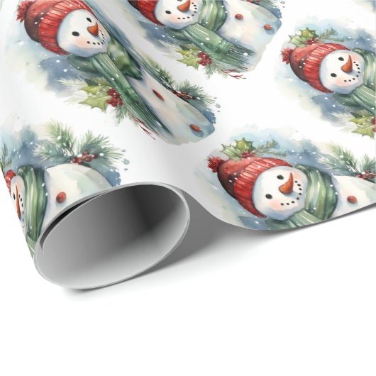Cute Kerstsnowman Cadeaupapier (Rol Hoek)