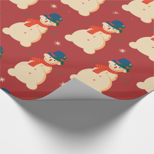 Cute Kerstsnowman Cadeaupapier (Hoek)