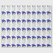 Cute Kerstsnowman Cadeaupapier (Vlak)