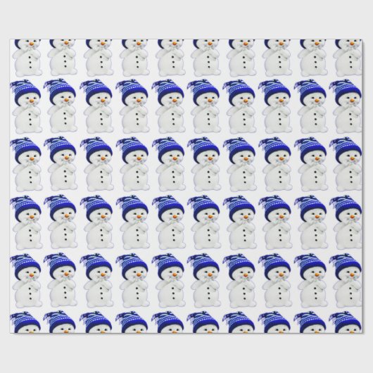 Cute Kerstsnowman Cadeaupapier (Vlak)