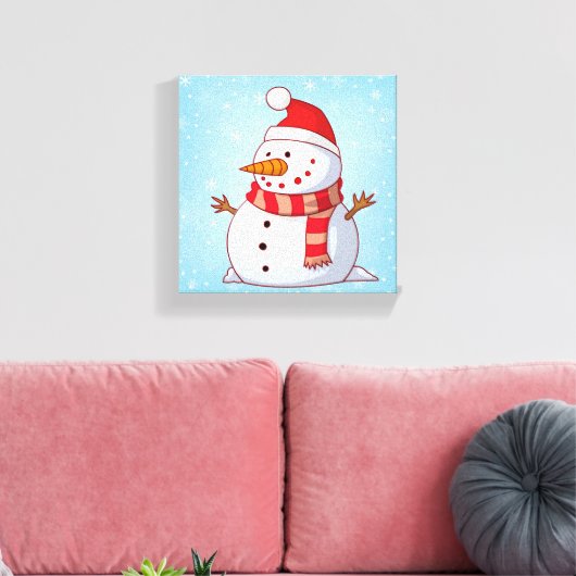 Cute Kerstsnowman Canvas Afdruk (Insitu (Woonkamer))