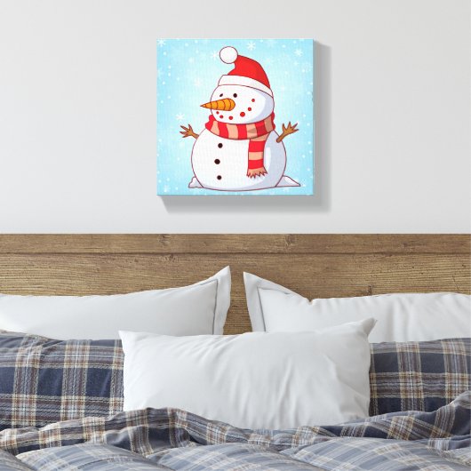 Cute Kerstsnowman Canvas Afdruk (Insitu (Slaapkamer))