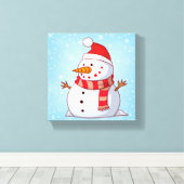Cute Kerstsnowman Canvas Afdruk (Insitu (Houten vloer))