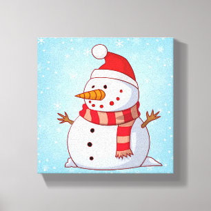 Cute Kerstsnowman Canvas Afdruk