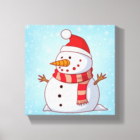 Cute Kerstsnowman Canvas Afdruk (Voorkant)