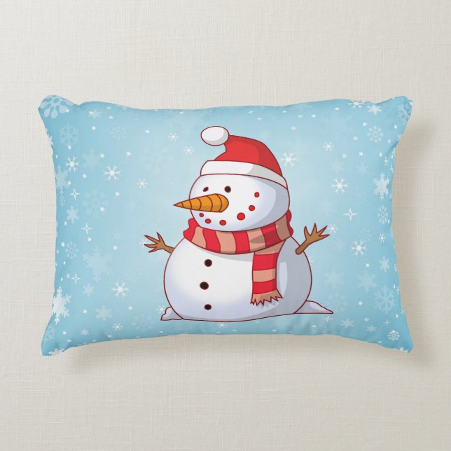Cute Kerstsnowman Decoratief Kussen (Voorkant)