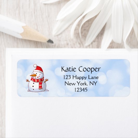 Cute Kerstsnowman Etiket (Insitu)
