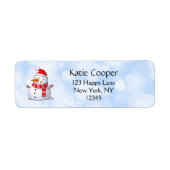 Cute Kerstsnowman Etiket (Voorkant)