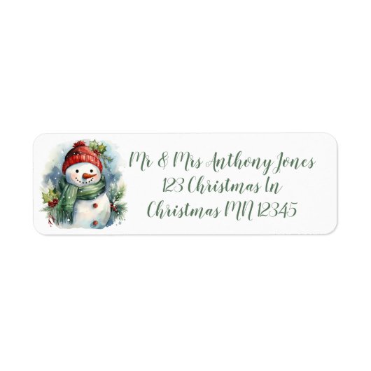 Cute Kerstsnowman Etiket (Voorkant)