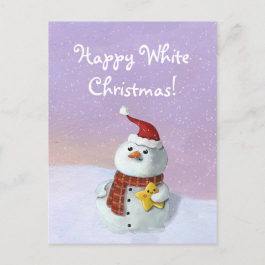 Cute Kerstsnowman Feestdagenkaart (Voorkant)