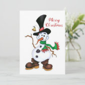 Cute Kerstsnowman Feestdagenkaart (Staand voorkant)