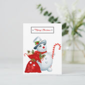 Cute Kerstsnowman Feestdagenkaart (Staand voorkant)